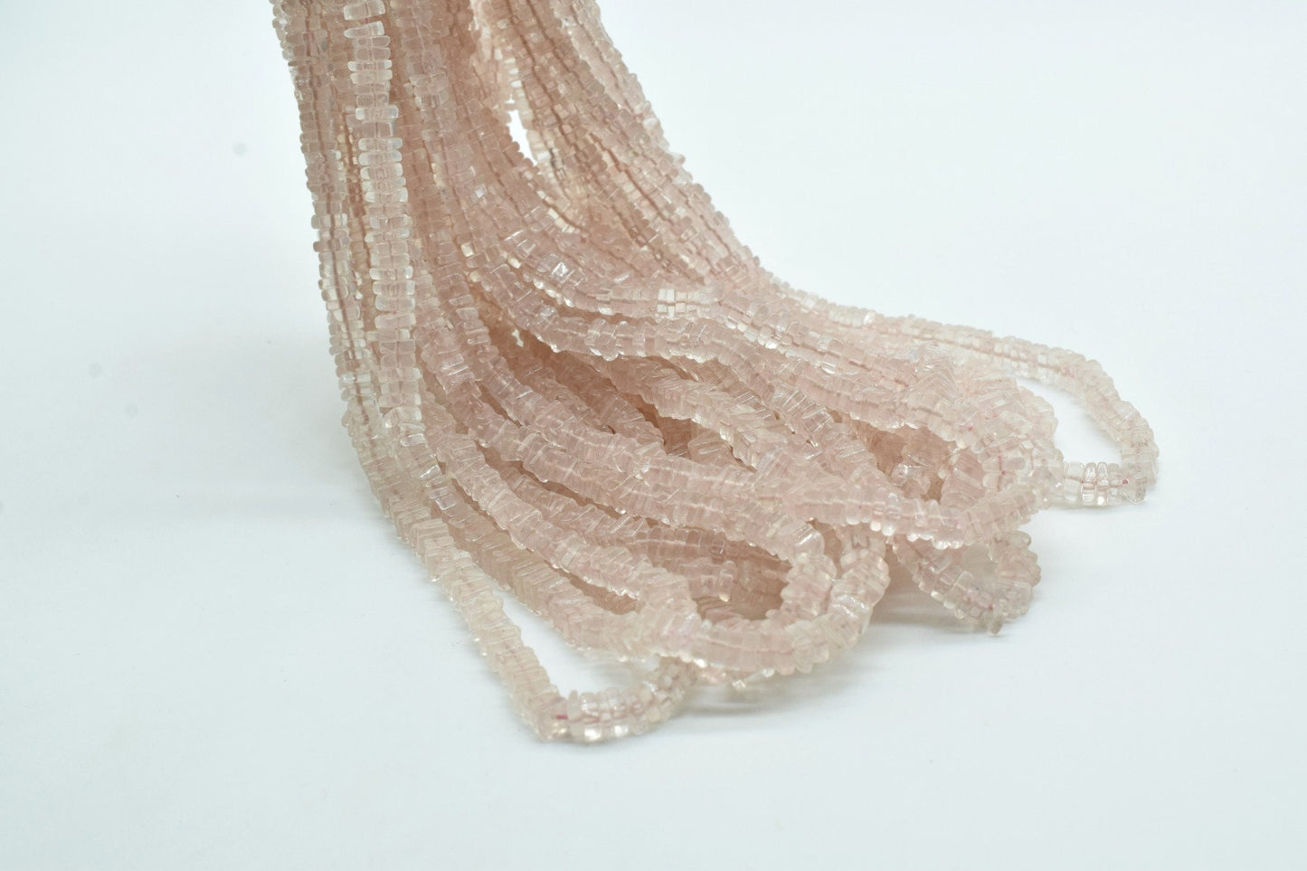 Pink Chalcedony Heishi Shape Beads Size 4-6MM 16 inch strand Approx,Heishi Square Bead,Jewelry Making Crafts,Beads For Bracelets,Rose Quartz