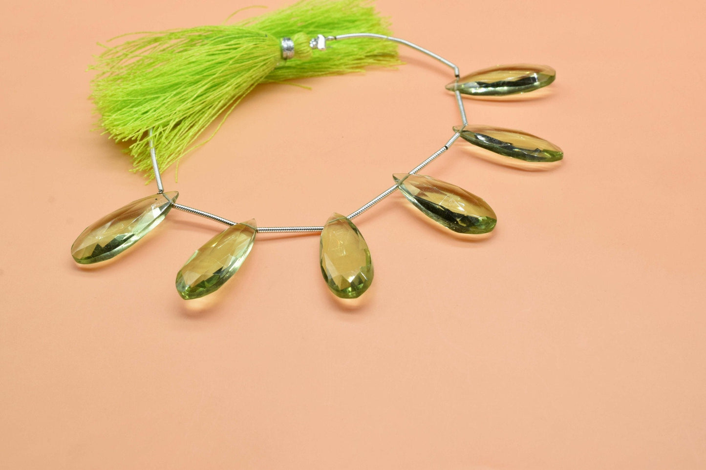 Green Amethyst Quartz Faceted Pear Shape Briolettes,10x25mm teardrop Briolettes,Faceted Briolette Line,Jewelry making pear,gemstone beads