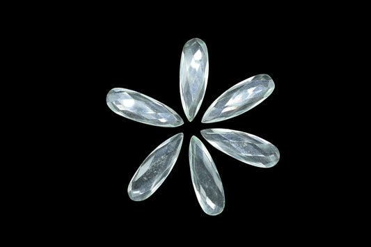 Matched Pairs,Crystal Quartz Long Pear Shape Briolettes,,Crystal 10x30mm Faceted Teardrop,Crystal Clear Quartz Briolettes,Natural Gemstone