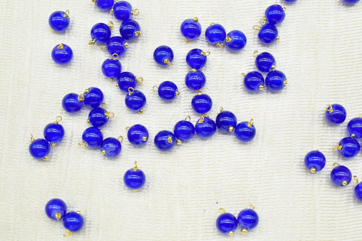 Dark Blue Jade 6mm Round Smooth Beads/Earring Components/Dark Blue Jade Single wire wrapped Beads/Round Beads Connector/Gemstone Beads/Gift