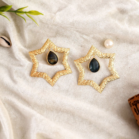 Natural Labradorite Earring/Handmade Earring/Gold Plated Earring/Boho Earring/Bridal Jewelry/Women Earring/DangleEarring/Labradorite Jewelry