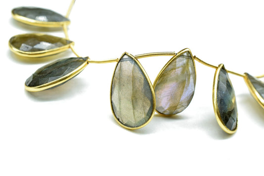 Labradorite 12x20mm Gold plated charms 11 pieces strand,Labradorite Charm,Making Jewelry Supplies,Natural  charms,jewelry,Labradorite beads