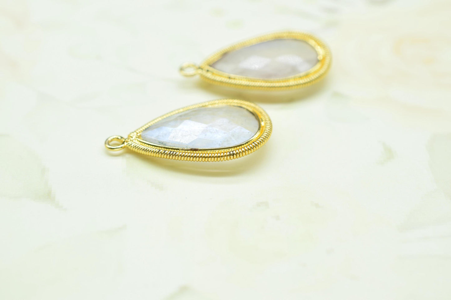 Moonstone 12X20mmmm Bezel Charms,Gemstone Bezels,Boho Pendant Charms,Single Bail Pendant,Handmade Brass Pendant,Bezel Connectors,B'day Gift