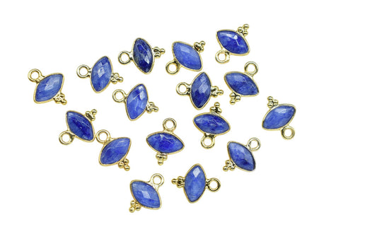 Gemstone Blue Sapphire Charms Pendant/Marquise Shape Pendant/Handmade Pendant/Tiny Pendant/Necklace Connector jewelry/Women Jewelry/Gift