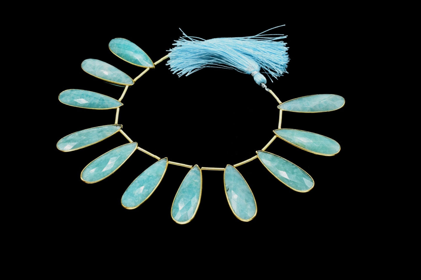 Natural Amazonite 10x30mm Teardrop briolettes,Gemstone 18k Gold Plated Single Bail charms,Amazonite gold plated briolette,Bezel strand