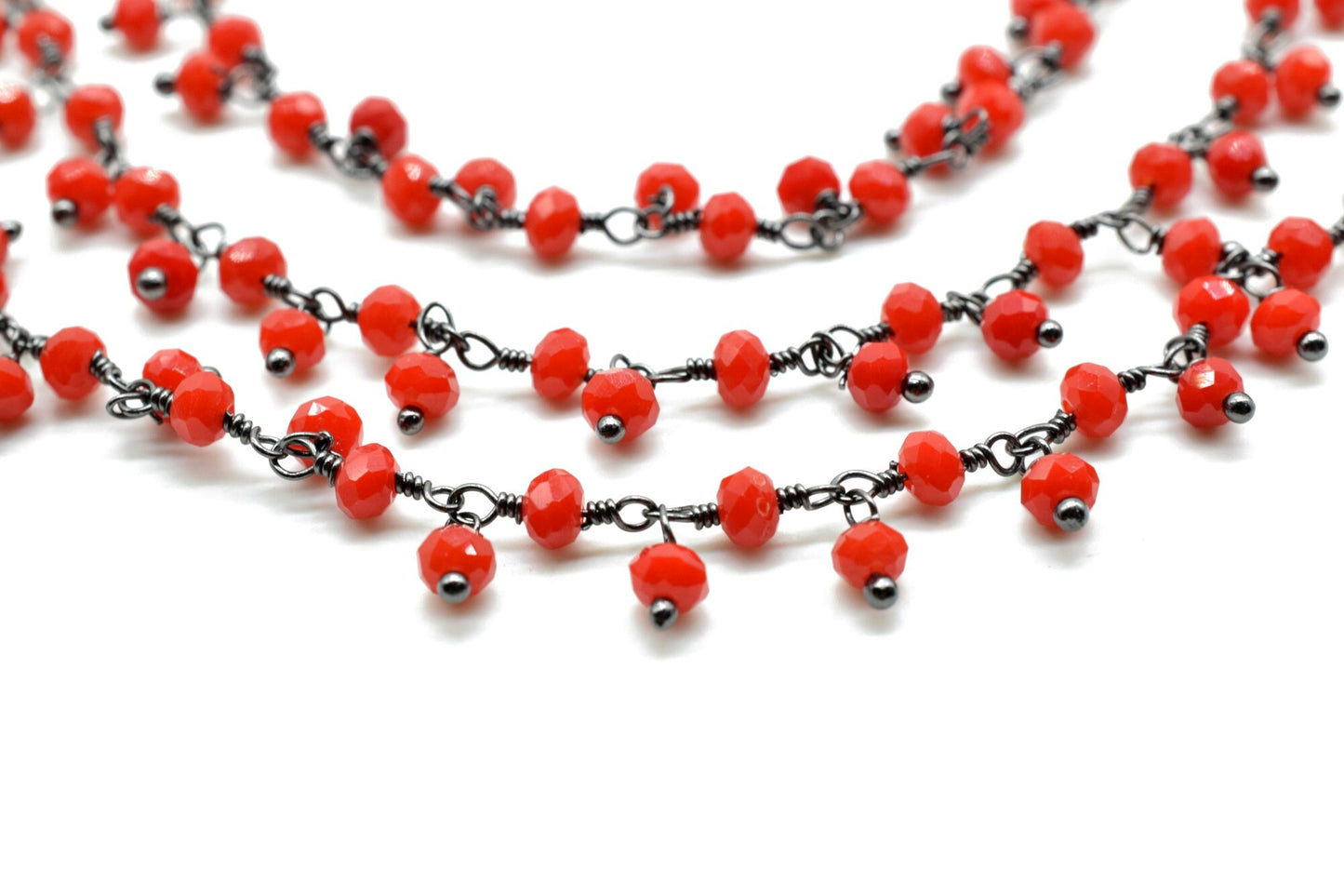 Red coral Cluster Rosary Chain,Handmade Jewelry Making Wire Wrapped Beaded Chain By Foot For Necklace,Exceptional Coral CLUSTER Rosary chain