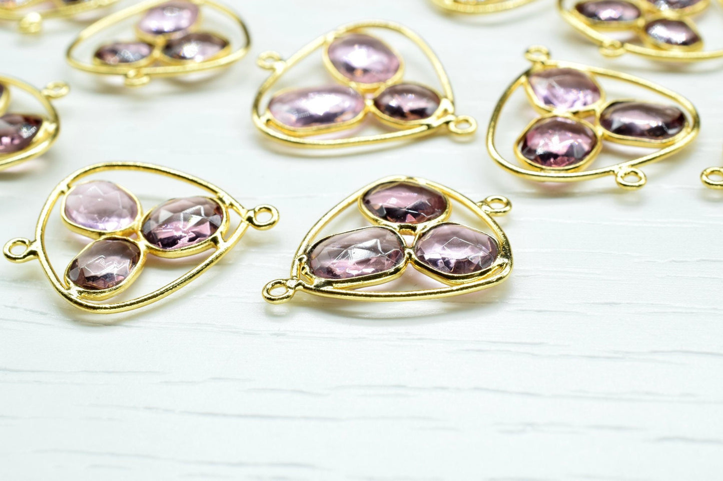 Pink Amethyst Gemstone Component Jewelry,Amethyst Quartz Earring Component,Finding Necklace Connector,Pink Amethyst Beaded Earring Connector