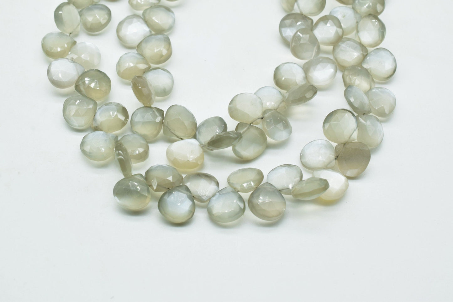 Grey Moonstone heart Shape beads,Grey Moonstone Briolette,8mm heart Shape beads,AAA Quality Briolette,j8''heart shape strand,faceted beads