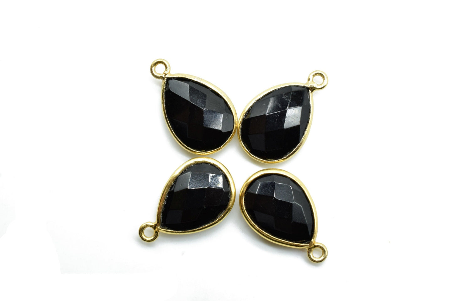 Black Onyx 10x14mm Pear shape charm,Checker Board cut Black Onyx Pendant,Black Onyx charms,Black Onyx Briolette,Black Onyx single bail charm