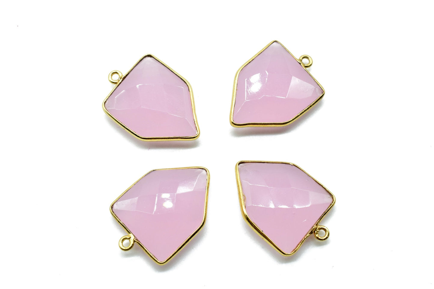 Pink Chalcedony 17x22mm Bezel charm,Pink Chalcedony pendant, Gold Plated bezel,Gold Vermeil Bezel,jewelry making charm,Gold-Filled bezel