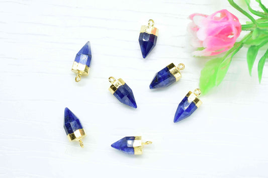 Blue Sapphire Pointed Pendant,Gold Vermeil Tiny Point Pendants,Statement Pendant,Pencil Connector,Gemstone Pendant,Handmade pendant Jewelry