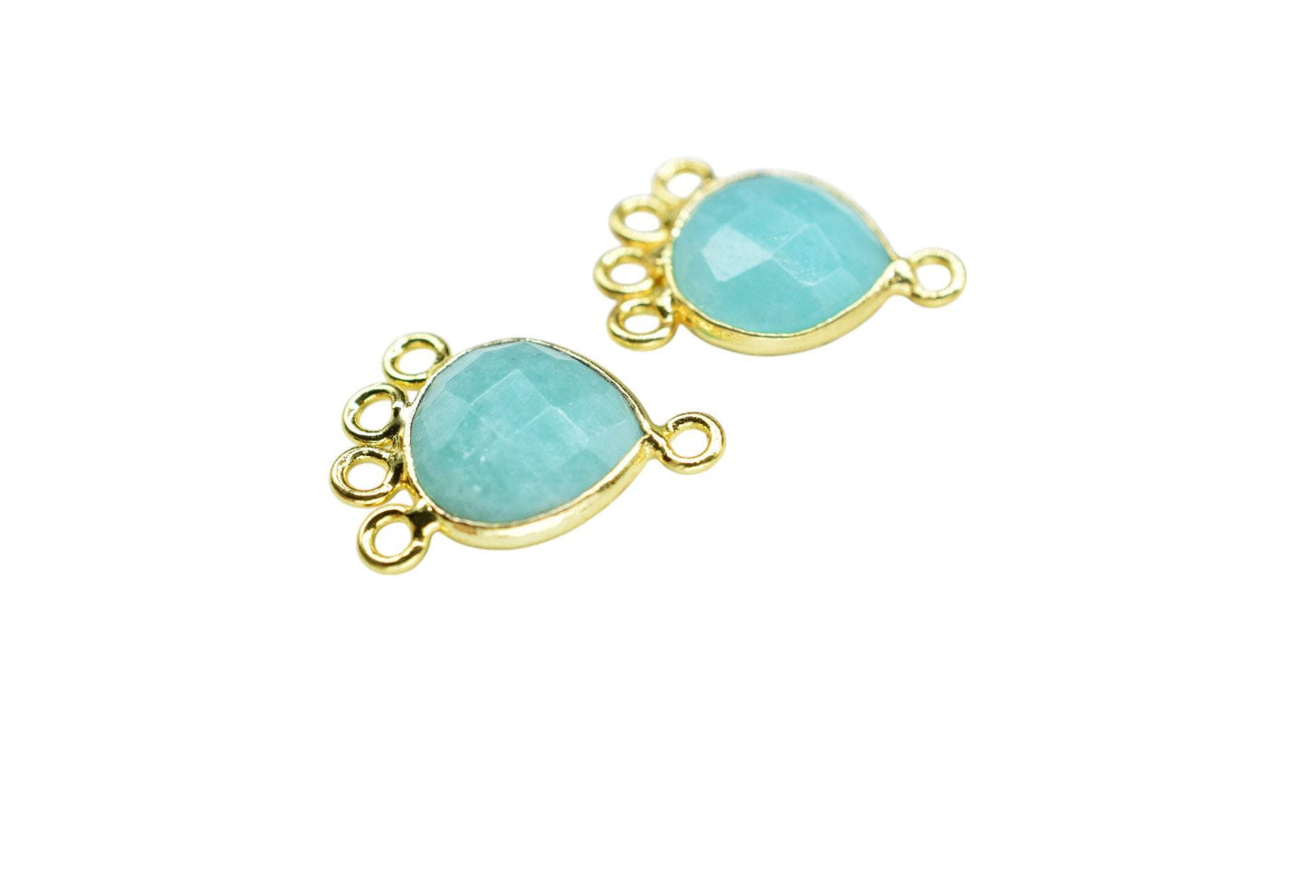 Amazonite Heart Shape Pendant/Gold Plated Charms Jewelry/Handmade Connector Jewelry/Connector Charms/Station Bezel Link Supplies/ Gift