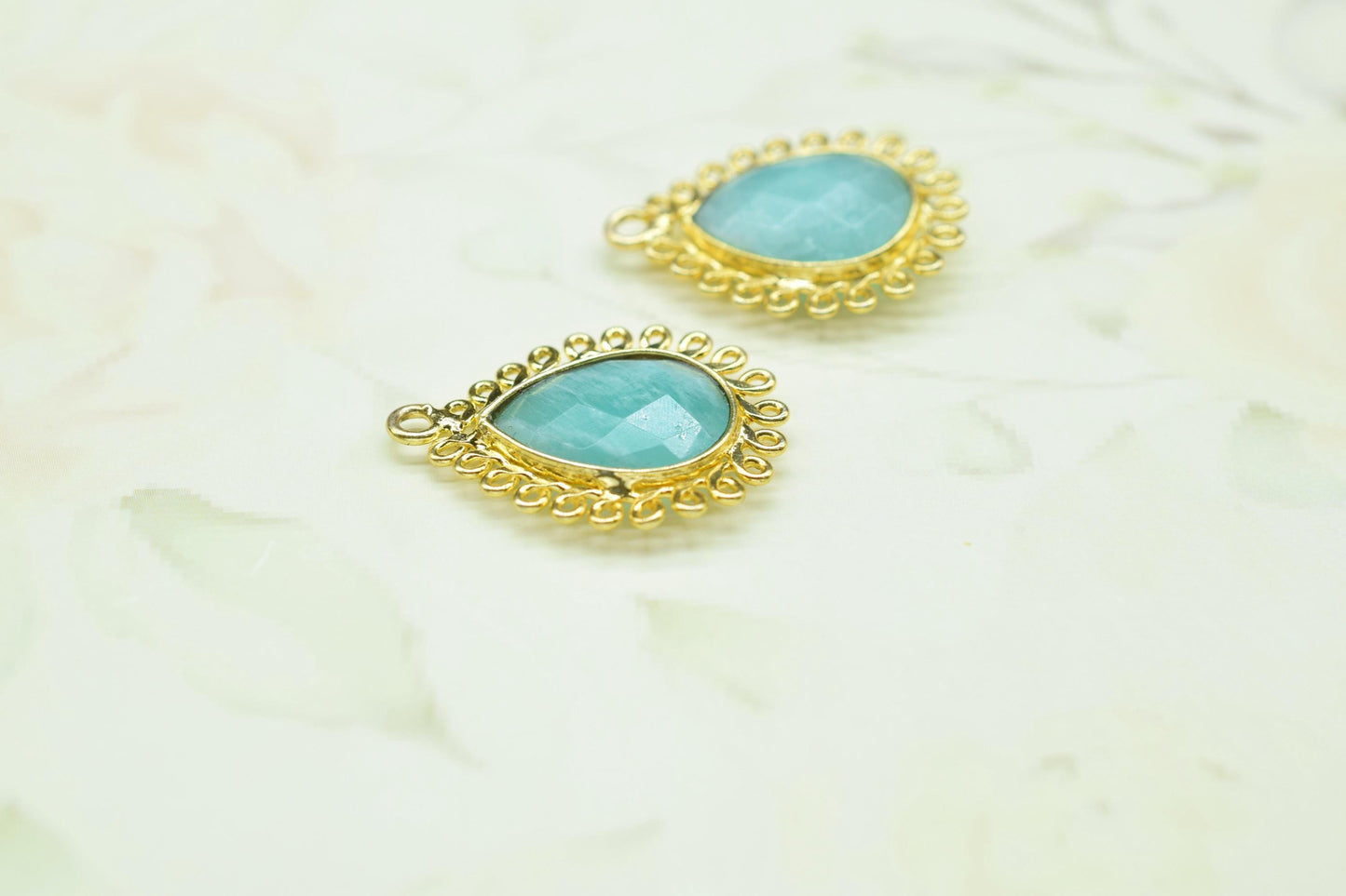 Amazonite 10x14mm Teardrop Charms,Gemstone Pendant,Handmade Jewellery connector,Single Bail Pendant,Amazonite Bezel Charms,Necklace Pendant
