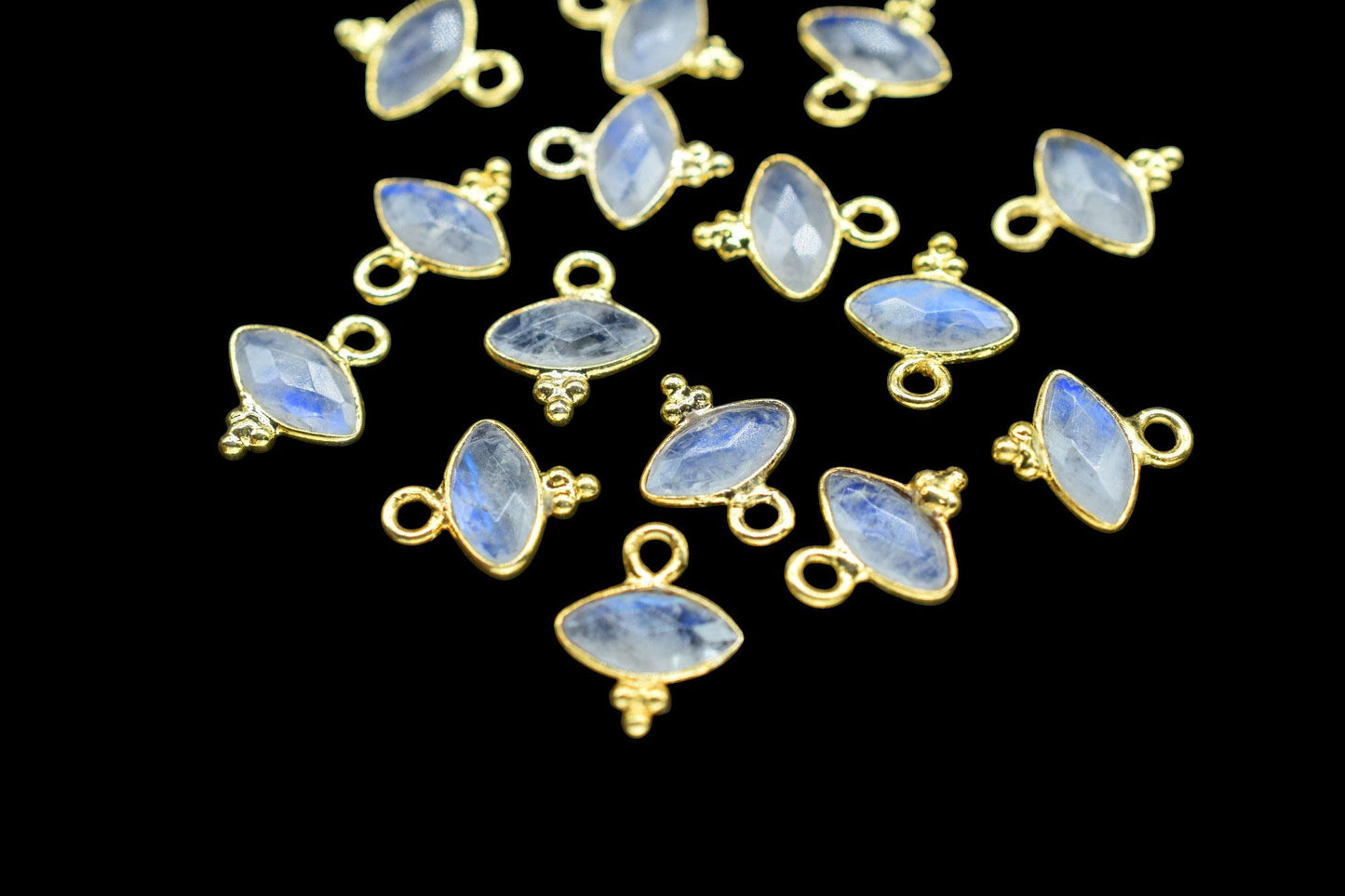 Gemstone Moonstone Charms Pendant/Marquise Shape Pendant/Handmade Pendant/Tiny Pendant/Necklace Connector jewelry/Women Jewelry/Gift