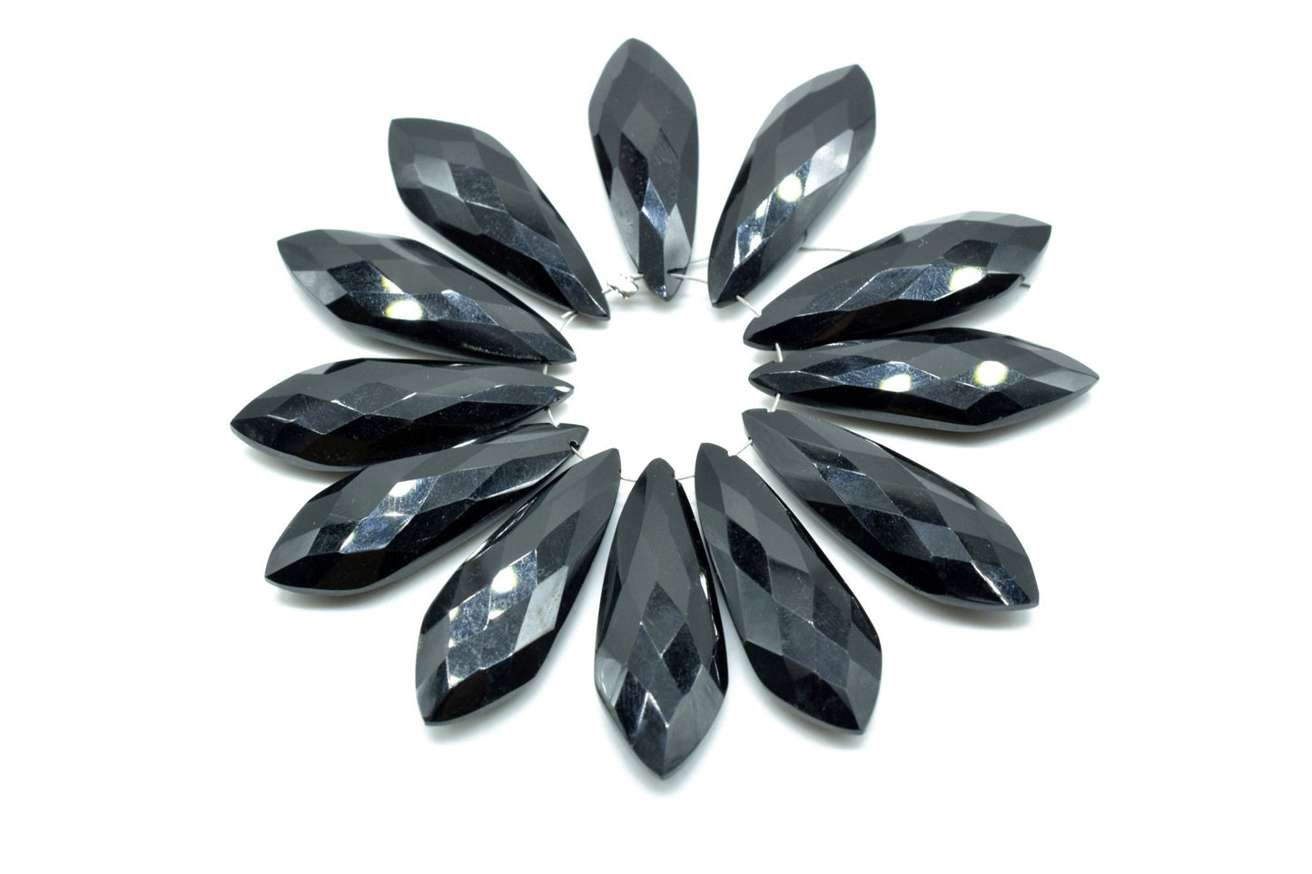 Black onyx Long 10x32mm Briolettes,Black onyx Briolette Beads,Black onyx Calibrated Beads,Black onyx Pair Briolette,Black onyx stones