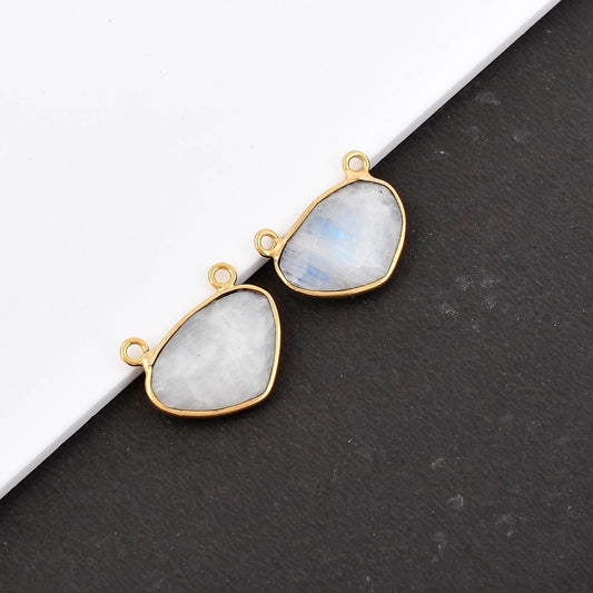Moonstone 10x15mm Bezel dual connector,Moonstone kidney Shape Gold Plated bezels,Moonstone Bezel,Vermeil Bezels,jewelry Gold Filled bezels