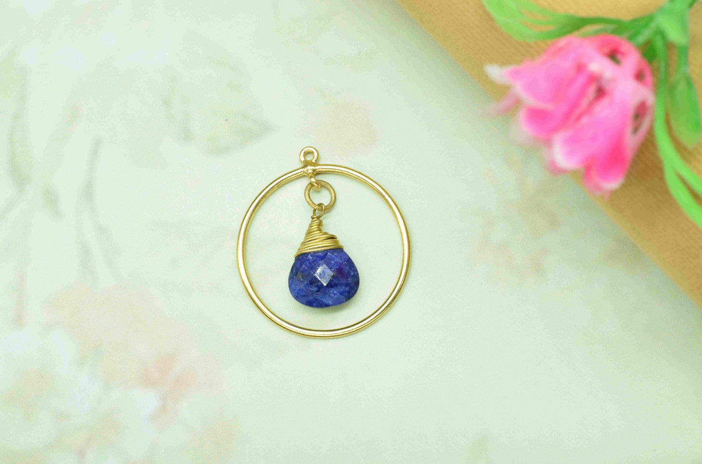 Finding Circle Pendant,Wire Wrapped Finding Component,Gemstone Heart Shape Pendant Jewelry,Handmade Beads Dangle Earring,Station Link Supply