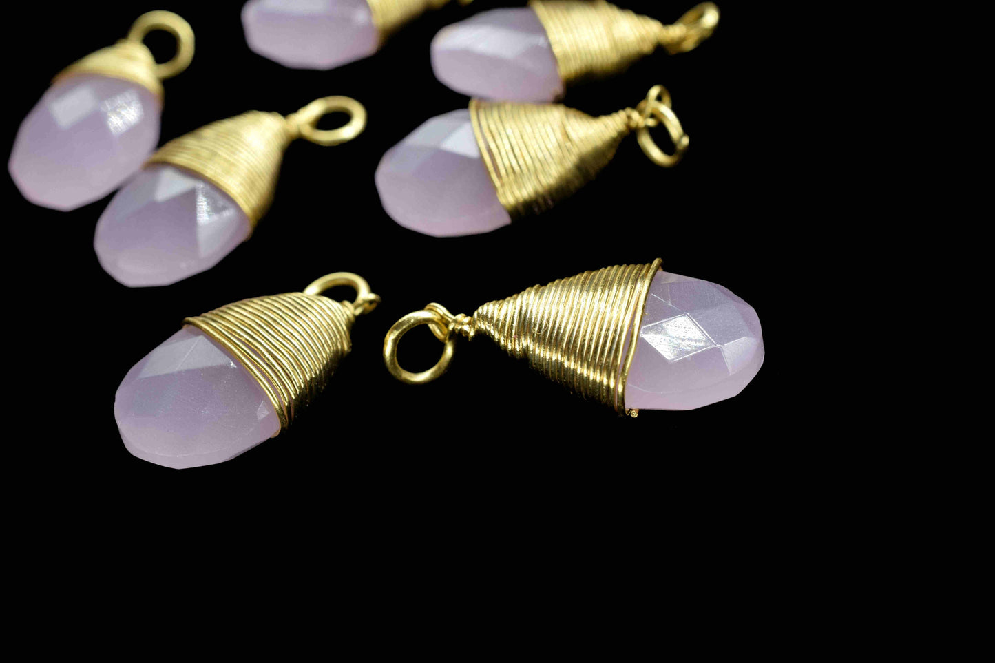 Rose Quartz Teardrop Faceted Connector, Gemstone Wire Wrapped Pendant, 10x18mm Teardrop Pendant Jewelry,Wire Wrapped Necklace,Quartz Jewelry