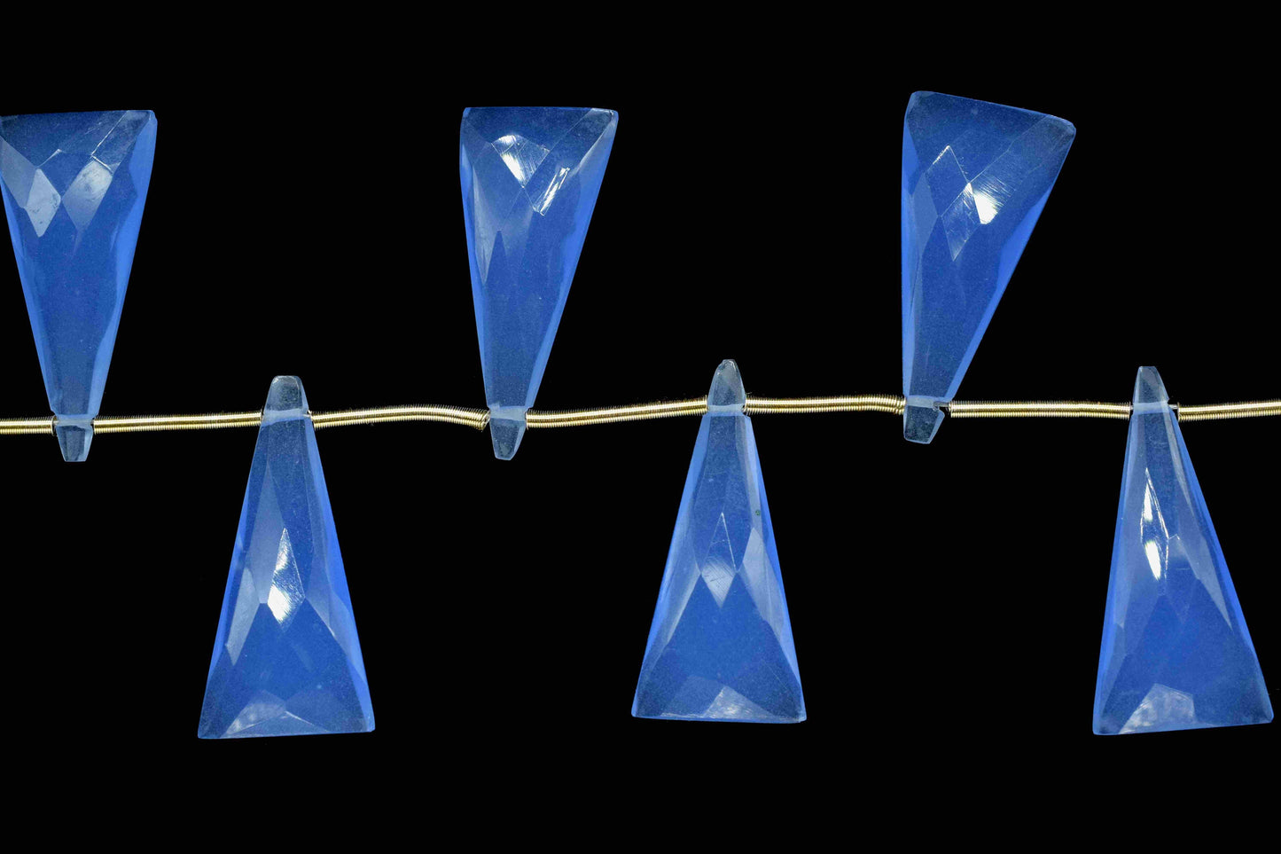 Blue Chalcedony Triangle Faceted Briolettes, Blue Quartz 12x25mm Briolette, Loose Gemstone Briolette, Blue Stone Jewelry Supplies, Briolette