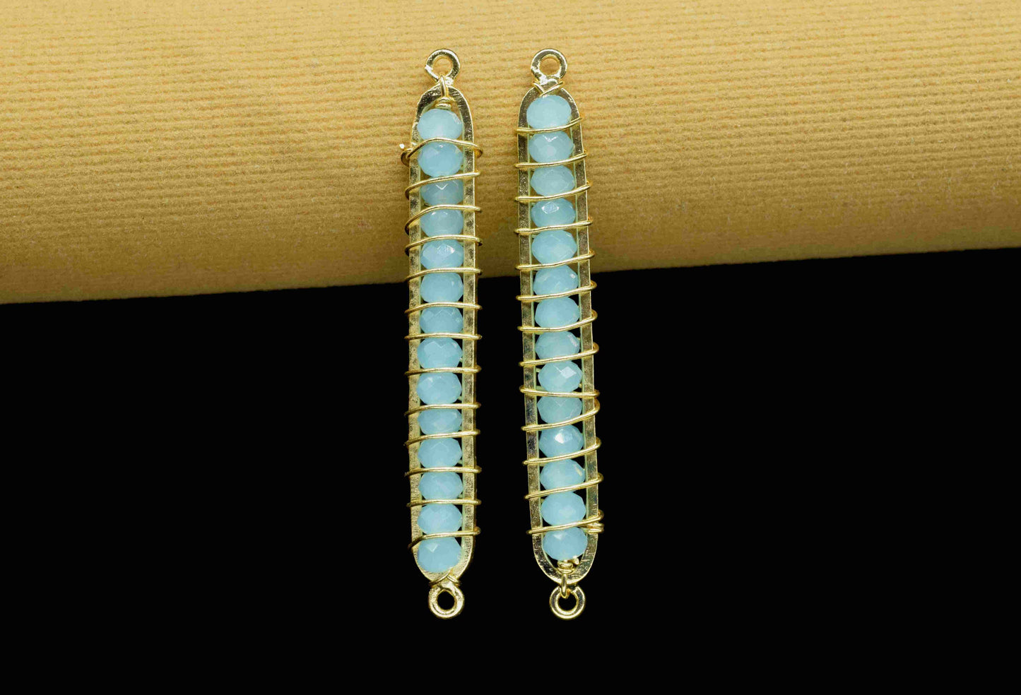 Aqua Chalcedony beaded Bar Finding Connector,Bar Pendant Necklace,Aqua Bar Bracelet,Beaded Bar Finding Component,Aqua Quartz jewelry,Gift