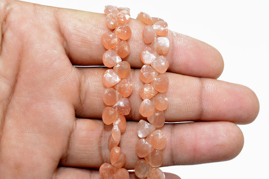 Sunstone Heart Shape Briolette,Briollete strand,8mm Heart Shape Faceted Briolette,orange color heart shape,jewlry making bead,necklace beads