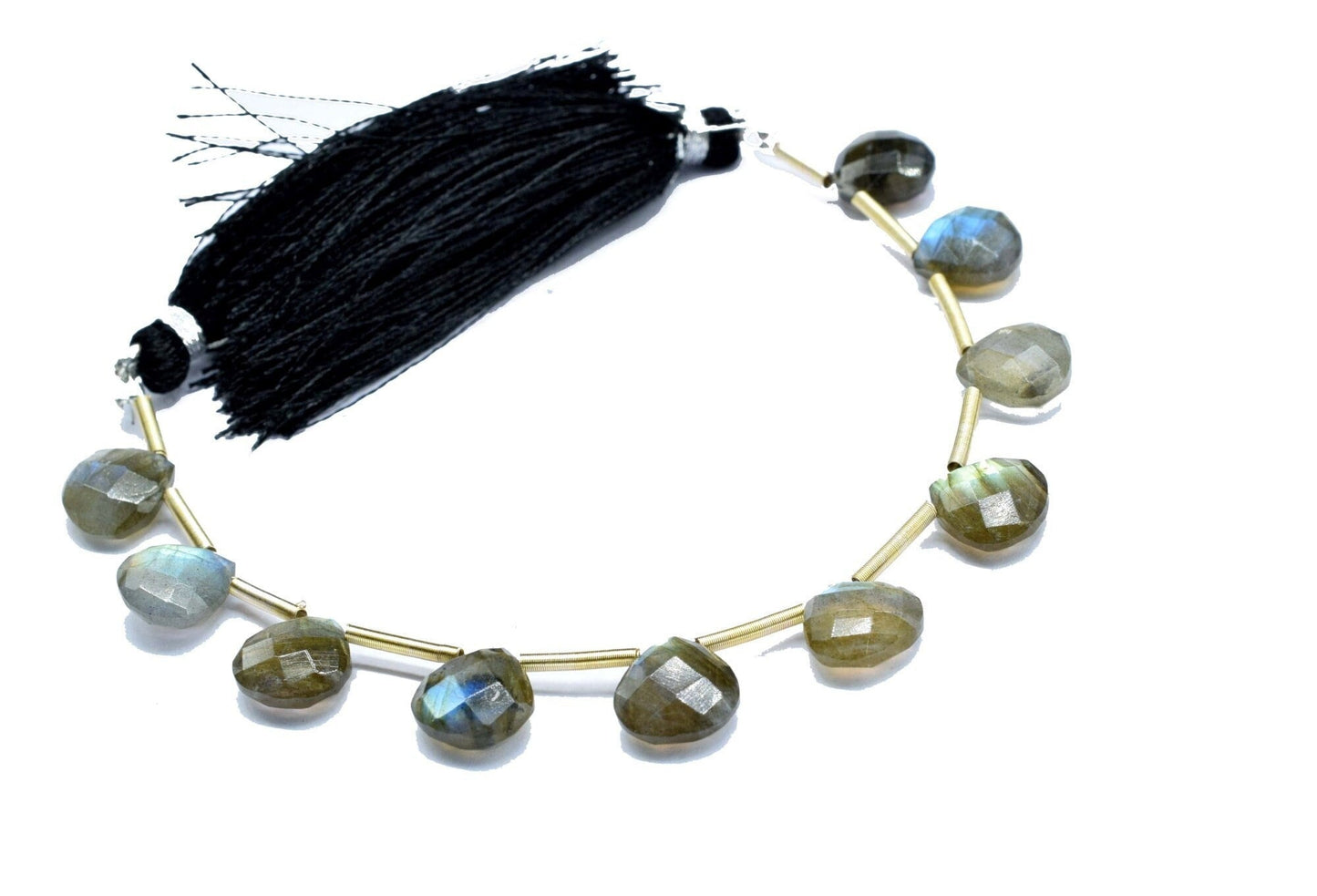 Labradorite Faceted Heart Shape Briolettes,Gemstone Heart Beads,Labradorite 6 inch strand,Jewelry Making Supplies,Labradorite Heart jewelry
