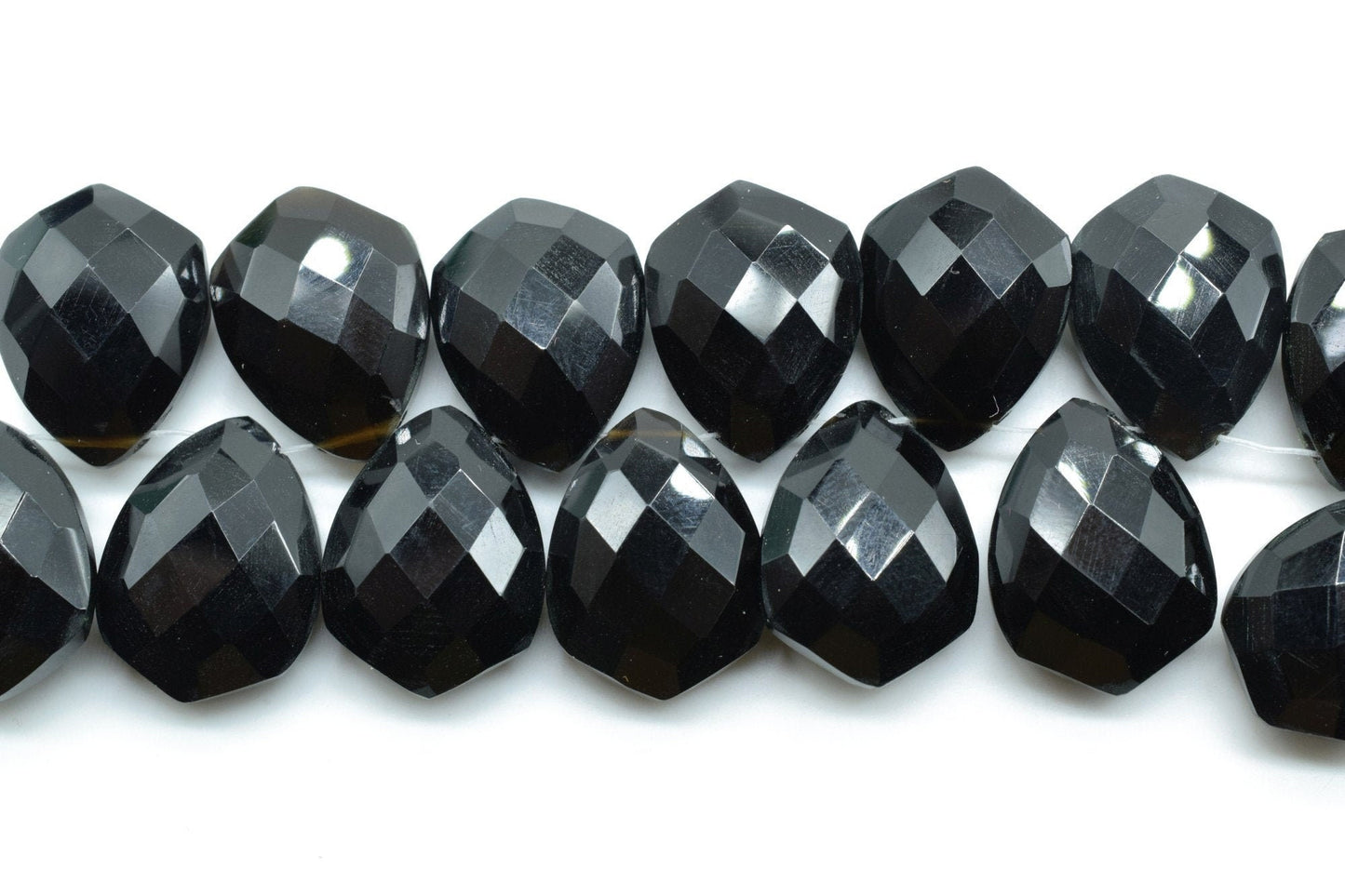 Black onyx 12x16mm Faceted Pear Shape Beads,Tie Shape Briolettes,Pear Shape Briolettes,Semiprecious Briolettes,jewelry making supplies