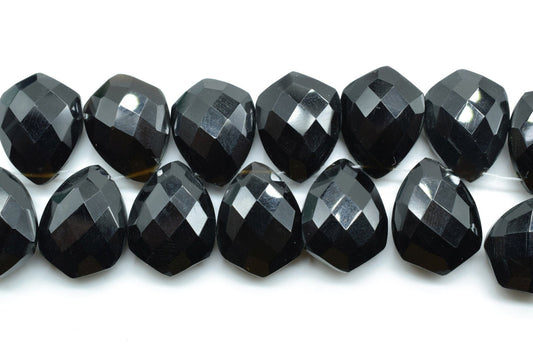 Black onyx 12x16mm Faceted Pear Shape Beads,Tie Shape Briolettes,Pear Shape Briolettes,Semiprecious Briolettes,jewelry making supplies