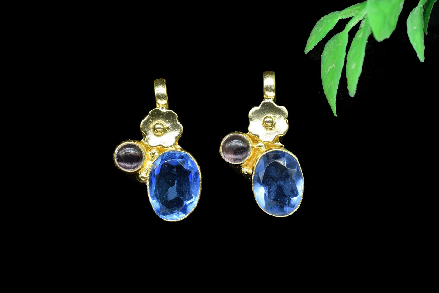 Tanzanite Oval Shape Pendants Charm,Statement Pendants,Loop Pendant,Brass Pendant,Handmade Craft Pendant Jewelry,Gemstone Amethyst Pendant
