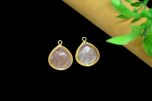 Peach Moonstone Faceted 14mm heart shape Pendant,peach moonstone single bail Jewelry making,Moonstone Charm Pendant,Gemstone Bezels Charms