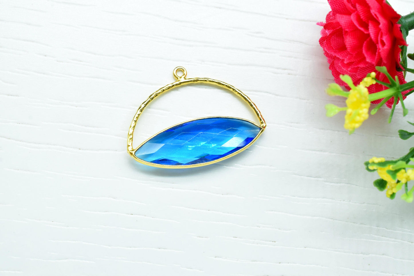 Blue Topaz Gemstone Component ,Gemstone Connector Pendant , Jewellery Making Essentials, Single Loop Pendant , DIY Jewelry Making SupplyEtsy