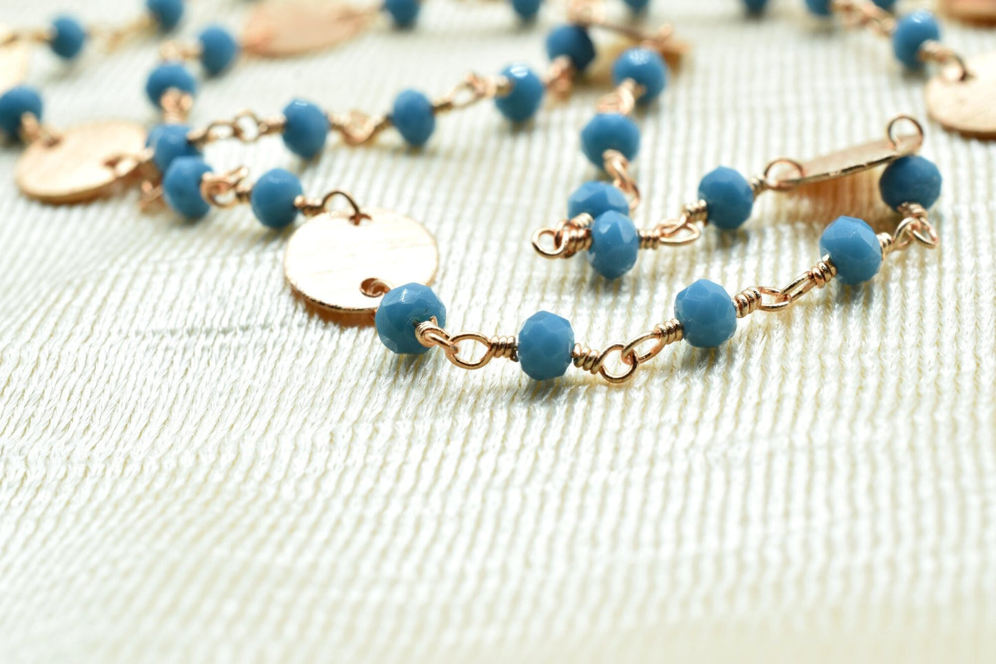 Turquoise 3mm Beaded Chain,Beaded Gold Plated Rosary Chain,Turquoise Rondelle Faceted Rosary Chain,jewelry Making,Finding,circle charm chain