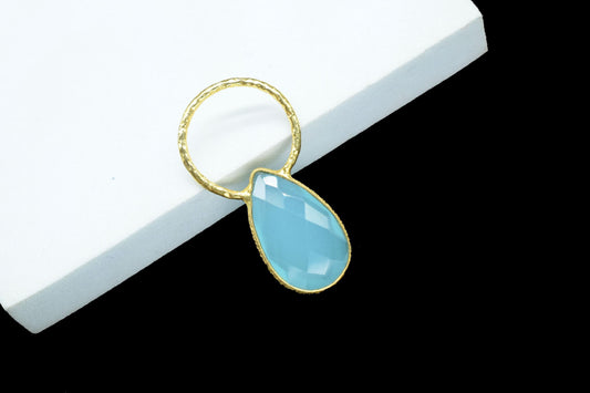 Aqua Chalcedony Jewelry Pendant/Aqua Charms Pendant/Gold Plated Jewelry/Brass Connector Charms/Handmade Jewelry/Women Jewelry/B'day Gift