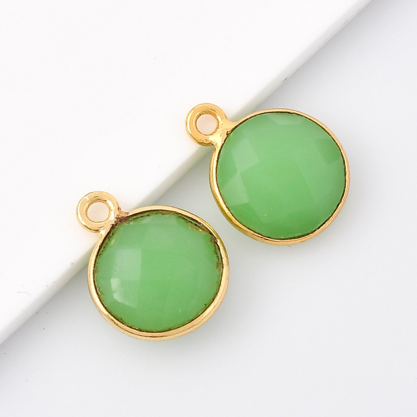 Chrysoprase 10mm Round Shape bezel,Gold Plated bezel,Chrysoprase Bezel connectors,Gold Vermeil Bezel,jewelry making charm,Gold-Filled bezel