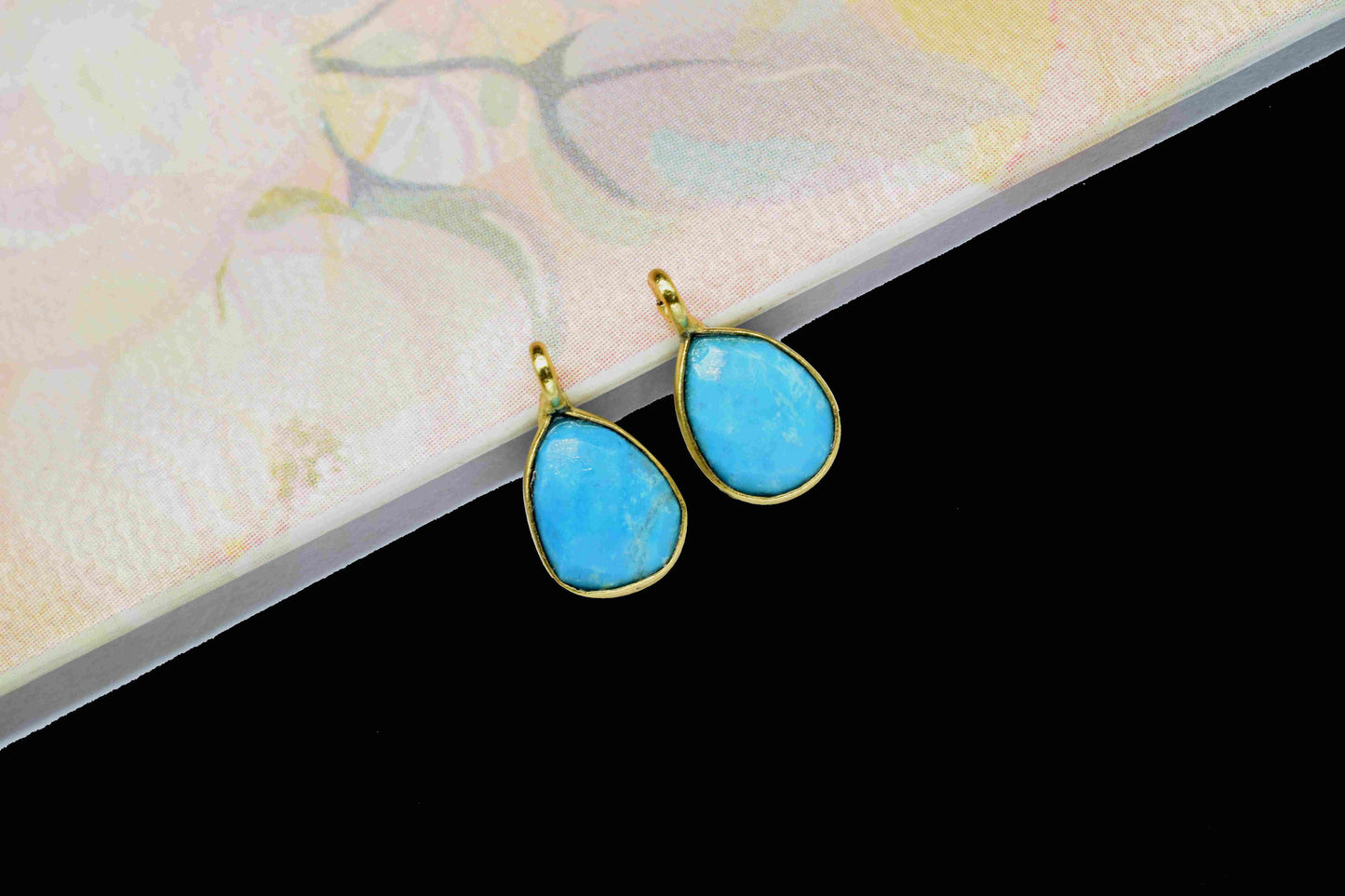 Turquoise 6x8mm Earring Connector, Gemstone Connector Earring, Turquoise Pendant Jewelry, Gemstone Earring Findings,Jewelry Making Connector