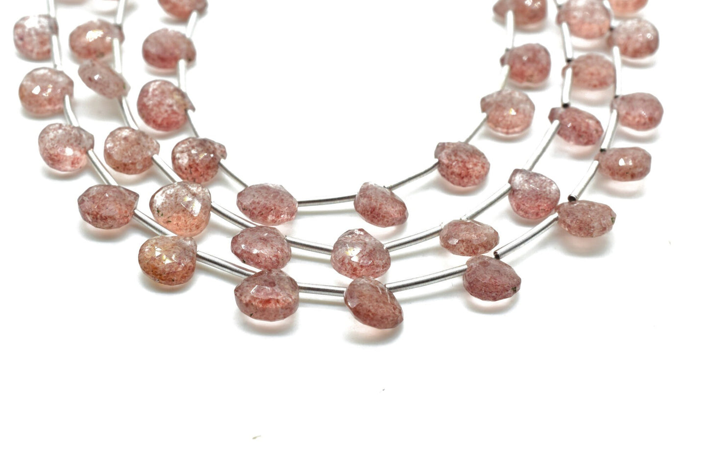 AAA Quality Strawberry Quartz Beads,Strawberry Quartz Briolettes,Faceted Pear Briolette,Beads Sparkly Full 6" Strand,,Wholesale briolettes,