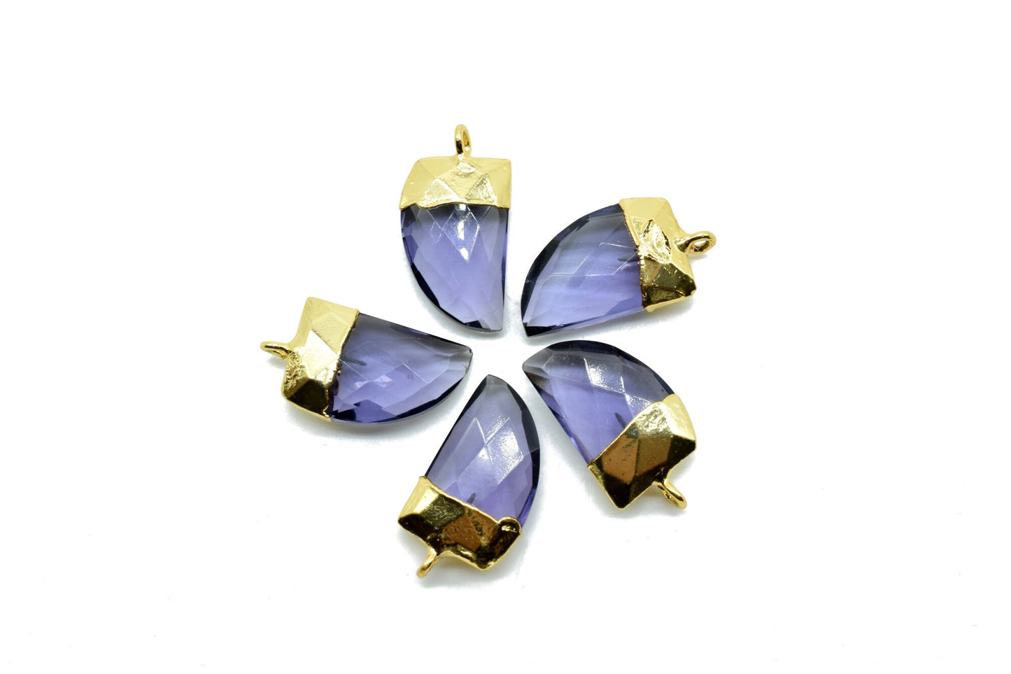 Amethyst 10x15mm Horn shape single bail charms,Amethyst fancy pendant,Amethyst Gold Plated bezel,jewelry making charms,Horn connectors charm