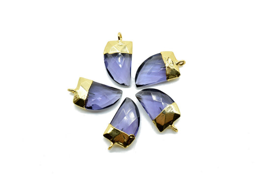 Amethyst 10x15mm Horn shape single bail charms,Amethyst fancy pendant,Amethyst Gold Plated bezel,jewelry making charms,Horn connectors charm