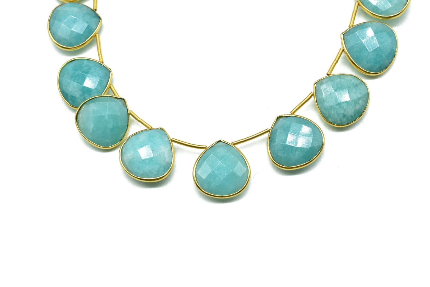 Natural Amazonite 14mm Heart shape 11 Pieces strand,Natural Gemstone Bezel Charms Links Connector Pendant,Single Bail Connectors jewelry