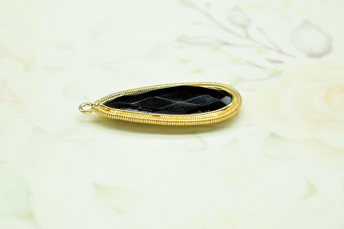 Black Onyx 10x30mm Charms,Gemstone Bezel connector,Single Bail Pendant Charm,Onyx Pendant,Handmade pendant Jewelry,Teardrop Charms connector