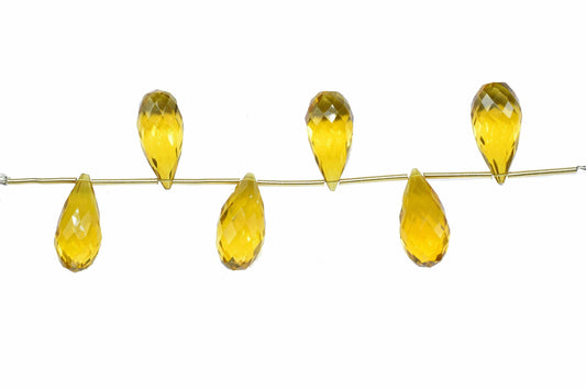 Citrine Teardrop Faceted Briolettes, Gemstone 12x24mm Teardrop Beads, Citrine Quartz Drops, Jewelry Making Supplies,Citrine Teardrop Jewelry