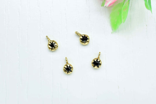Black onyx Pendant Jewelry,Black onyx 5mm Round Shape Single bail connector,Onyx Connector,Onyx Gold Plated bezel,Charm jewelry making