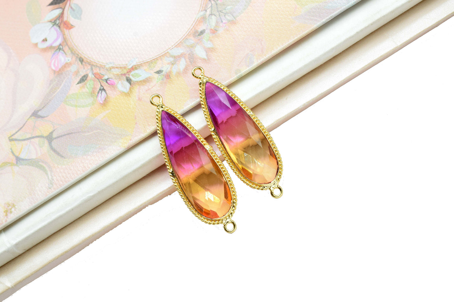 Ametrine Gemstone Faceted 10x30mm Pear Shape Bezels,Ametrine Gold Plating Pendant,Ametrine charms Pendant,Gemstone Double bail Bezel Jewelry