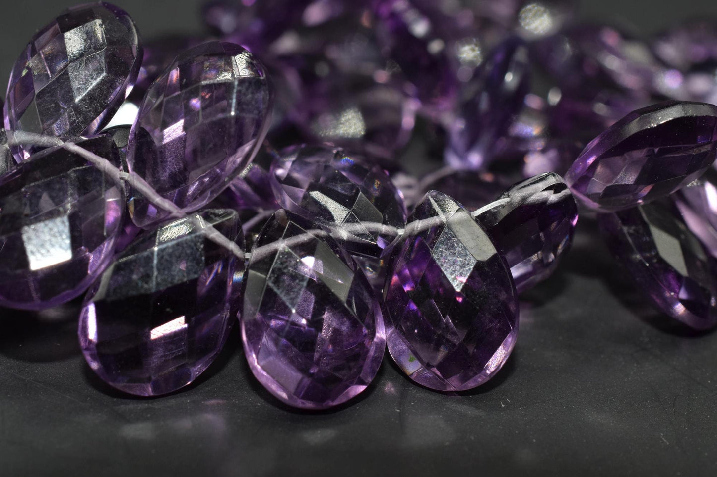 Amethyst Quartz 8x12mm Teardrop Faceted Briolettes,Amethyst Quartz Faceted Pear Shape Beads,Amethyst Briolettes,Gemstone Briolettes,50PC