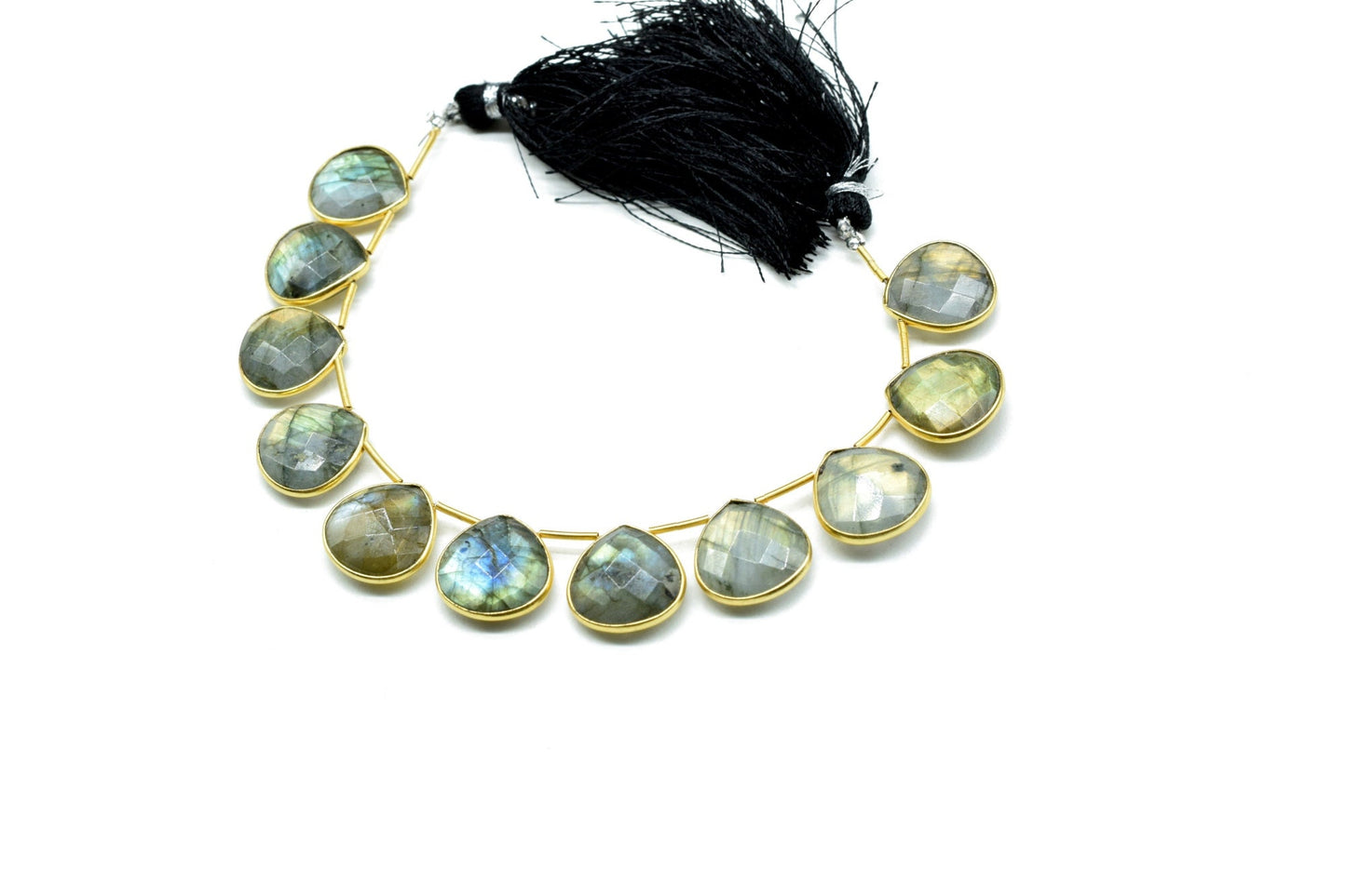 Blue Flash Labradorite 14mm Heart shape 11 Pieces strand,Natural Gemstone Bezel Charm Links Connector Pendant,Single Bail Connectors jewelry