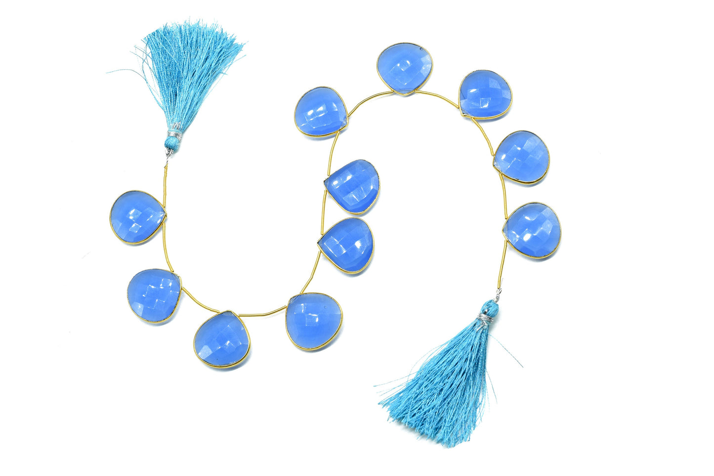 Blue chalcedony 20mm heart shape charm strand,Gemstone bezel strand,gemstone Charm,Faceted Gemstone JewelryMaking Component