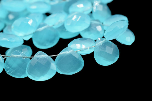 Peru Chalcedony 10mm Faceted heart Shape Briolettes,Jewelry Making Gemstone,Pear Shape Beads,AAA Briolettes,Peru Chalcedony Teardrop Beads