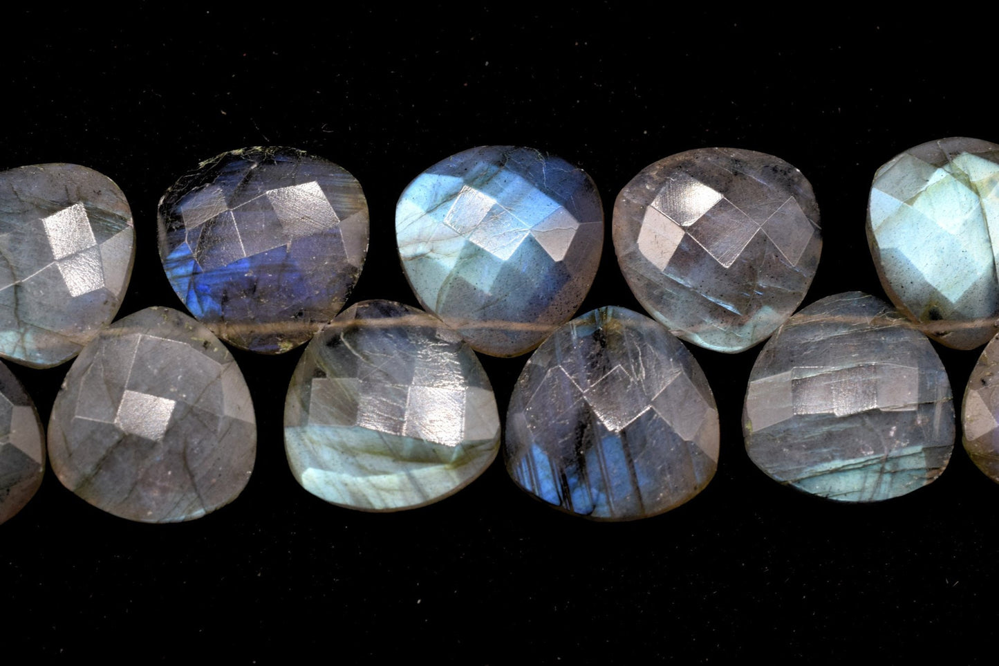 Labradorite Finest AAA Quality Faceted 14mm Heart Shape Briolettes,Labradorite briolettes for making jewelry,Labradorite Heart Shape beads