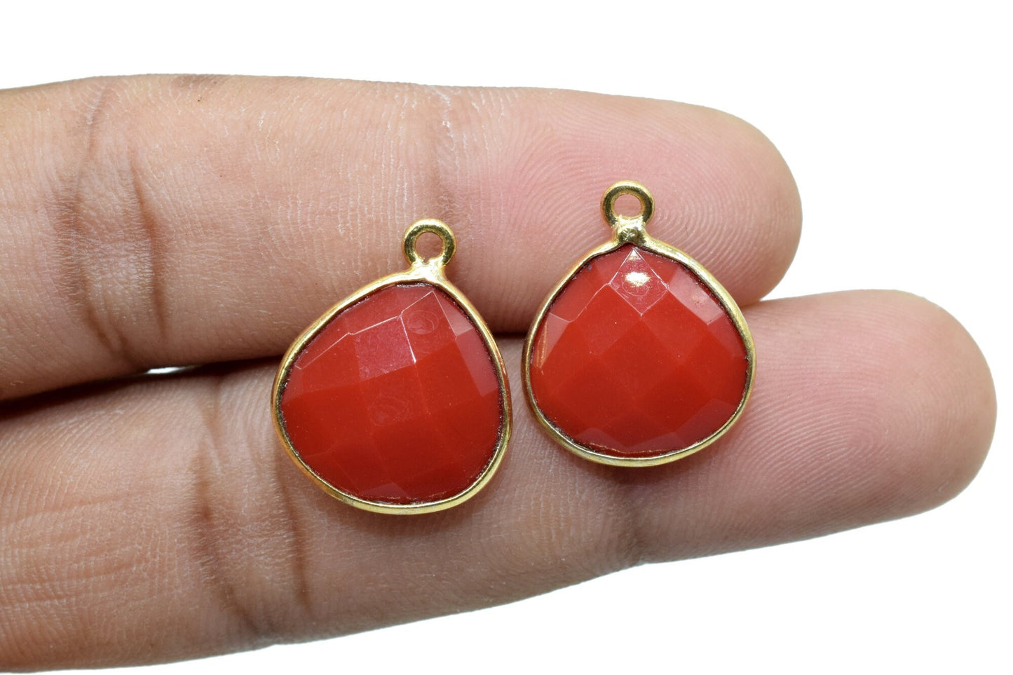 Carnelian 14mm Heart shape Single bail Connector,Carnelian Bezel One Loop Gold plated charms,Natural Carnelian, Bezel Heart Shape Connector