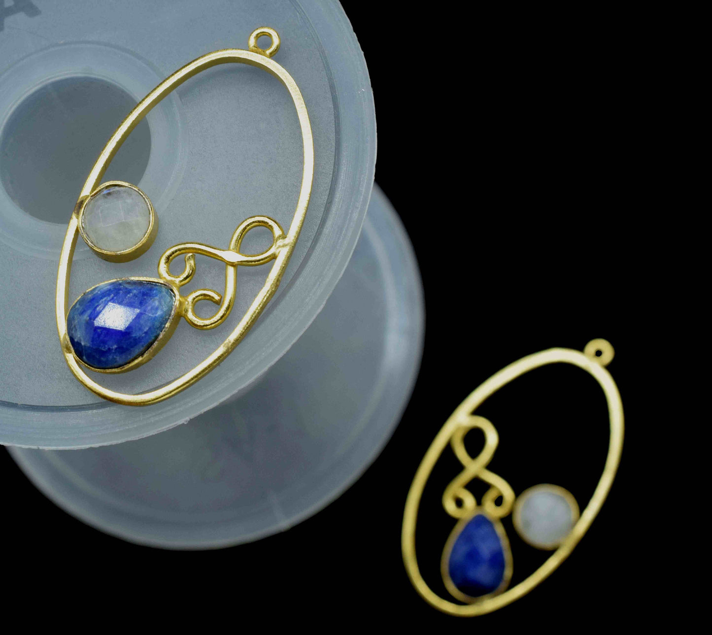 Multi Gemstone Finding Pendant,Moonstone Round Connector,Sapphire 7x10mm Teardrop Shape Component,Finding Necklace Component Jewelry,Gift